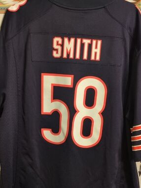 Nike Navy and White #58 SMITH Football Jersey with Orange Trim